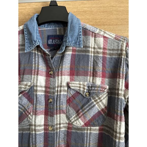 ATLAST & Co. Flannel Shirt Women’s Sz Small - Denim Accent Collar - Picture 6 of 6